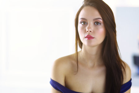 Beauty skin and hair woman face cosmetic concept beautiful modelの写真素材