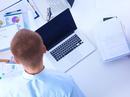 Business people sitting and discussing at business meetingの写真素材