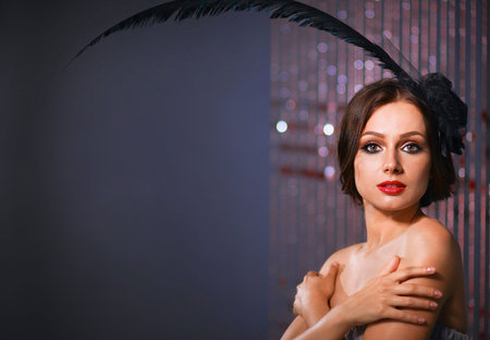 Retro portrait of a beautiful woman. Vintage style.