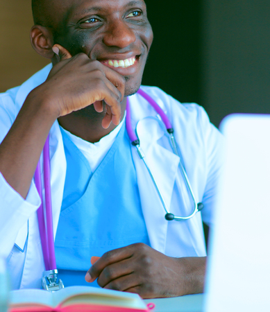 African american doctor in modern officeの写真素材