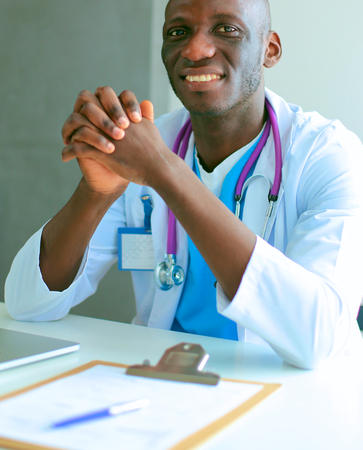 African american doctor in modern officeの写真素材