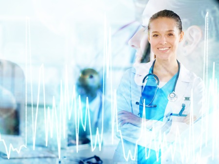 Medical team at the hospital looking .の写真素材