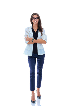 Portrait of a mature professional business woman . Isolated on white background.の写真素材