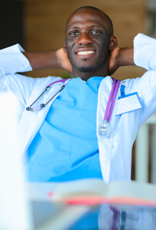 African american doctor in modern officeの写真素材