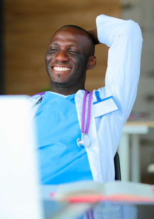 African american doctor in modern officeの写真素材