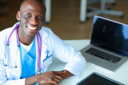 African american doctor in modern officeの写真素材