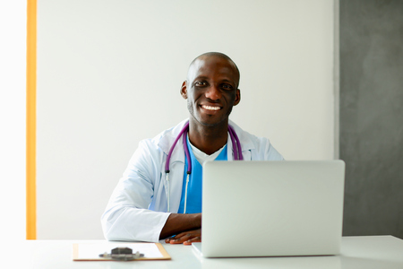 African american doctor in modern officeの写真素材