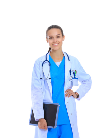 Female doctor with clipboardの写真素材