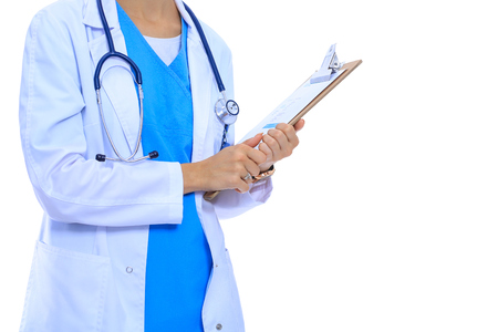 Female doctor with clipboardの写真素材