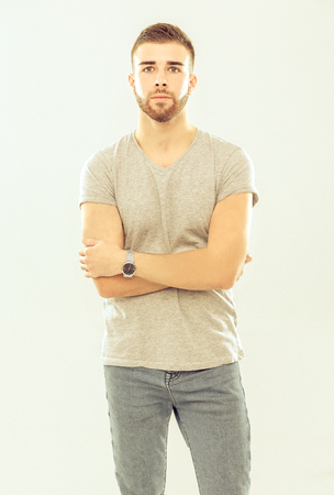 Portrait of a happy casual man standingの写真素材