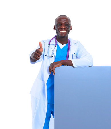 Doctor with placard showing okの写真素材