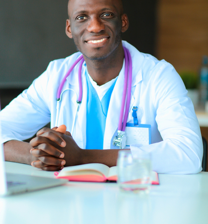 African american doctor in modern officeの写真素材