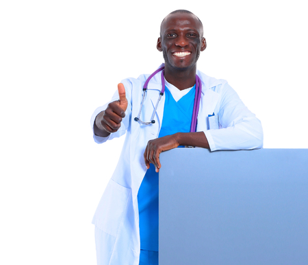 Doctor with placard showing okの写真素材