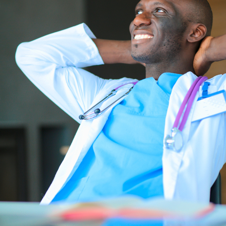 African american doctor in modern officeの写真素材