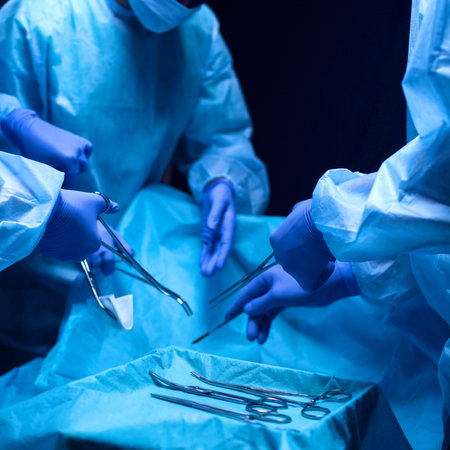 Team surgeon at work in operating room.