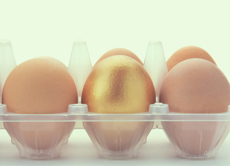 Golden egg on white background