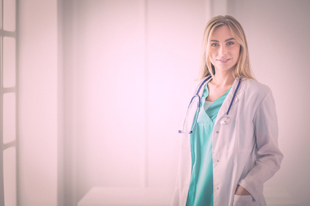 portrait of a young female doctor in a medical officeの写真素材