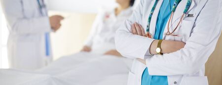 doctor explaining diagnosis to her female patient.の写真素材