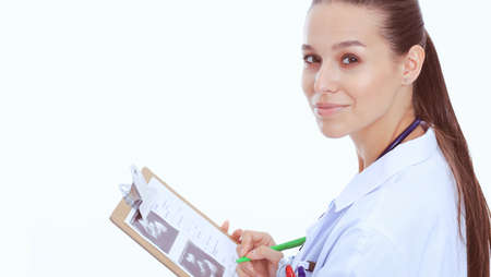 Female doctor with clipboard. Woman doctorの写真素材