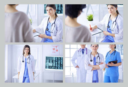 Group of doctors and nurses standing in the hospital roomの写真素材