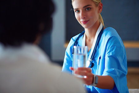 Woman doctor explaining diagnosis to her female patientの写真素材