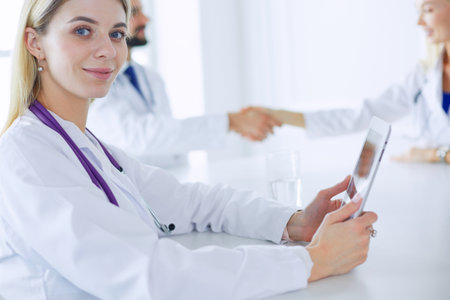 Team of doctors having consultation in clinicの写真素材