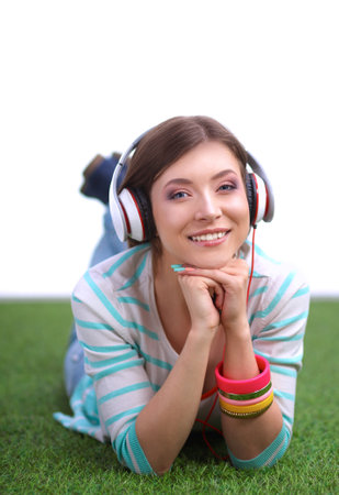 Woman listening to the musicの写真素材