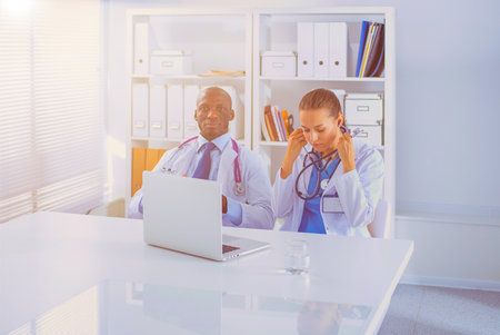 Medicine doctor offering hand to shake in office closeup. Doctorsの写真素材