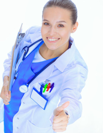 Female doctor with clipboard. Woman doctorの写真素材