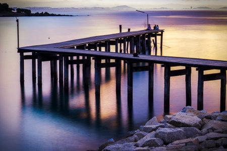 colorful of morning time at the seaの写真素材