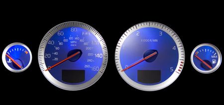 blue dials isolated on blackの写真素材