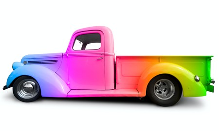 rainbow truckの写真素材