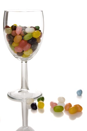 jelly beans in wine glassの写真素材