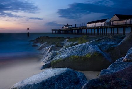 Southwold pier at sunriseの写真素材