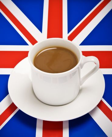 Tea Cup on the Union Jack Flagの写真素材