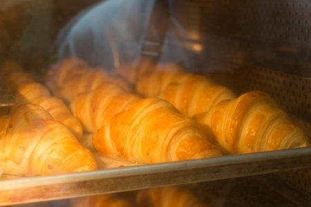 Croissant Baking in the Ovenの写真素材