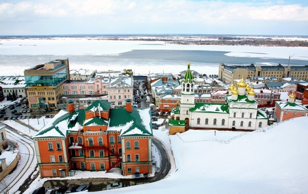 Spring april view in Nizhny Novgorod Russiaの写真素材