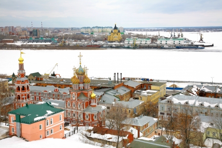 March snow view Nizhny Novgorod Russiaの写真素材