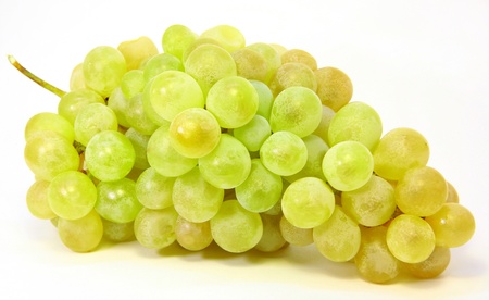 Bunch of green grapes on white backgroundの写真素材