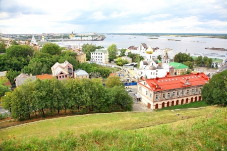 Panoramic view of summer Nizhny Novgorod in Russiaの写真素材