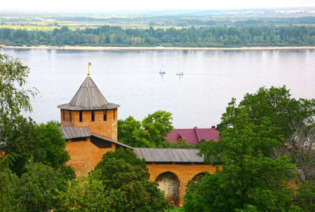 Volga river from Kremlin Nizhny Novgorod Russiaの写真素材