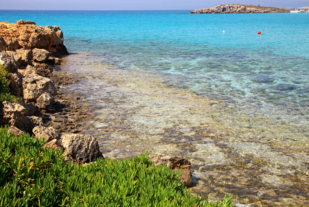 Azure sea at the Nissi beach  in Ayia Napa Cyprusの写真素材