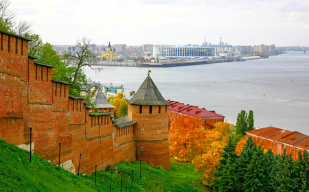 Autum cityscape of Nizhny Novgorod in Russiaの写真素材