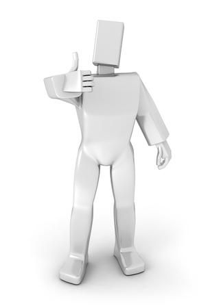 3D man with thumbs-up isolate over a white backgroundの写真素材