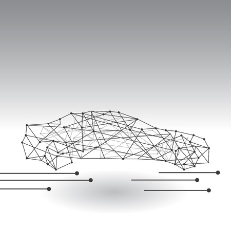 Geometrical Stylized Triangles Dots Car Vector Conceptのイラスト素材