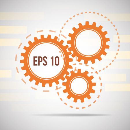 Abstract orange gears and lines background illustrationのイラスト素材