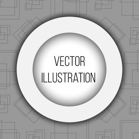 White banner of a circle with a shadow, on gray background with pattern. illustrationのイラスト素材