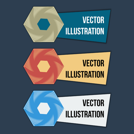 Three geometric banners blue yellow white. Vectorのイラスト素材