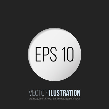 White circle banner. Button on black background Vector illustration.のイラスト素材