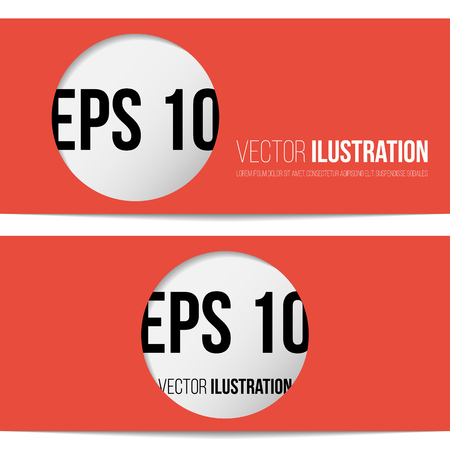 Red banners with circles and shadows. Vectorのイラスト素材